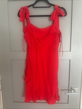 Endless Rose Red Tie-Shoulder Ruffle Dress